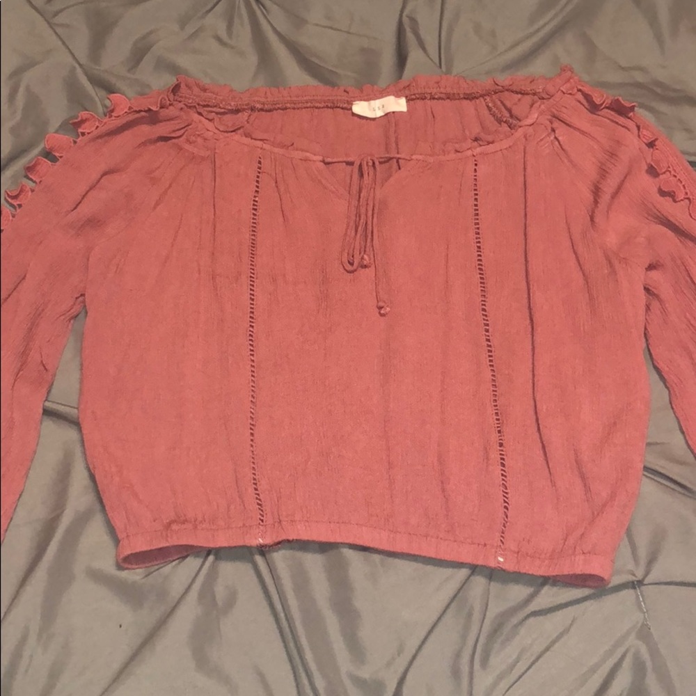Lush pink off the shoulder long sleeve